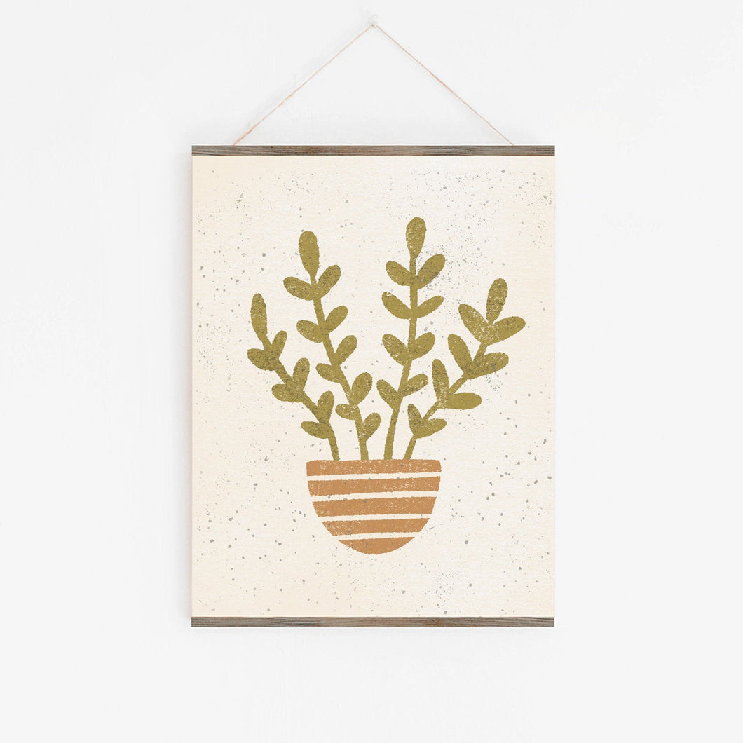 Plant Terracotta Striped Pot Wall Art Print | Plant Wall Art | Plant Art | Plant Illustration | Minimalist Art | 5x7 8x10 11x14 16x20