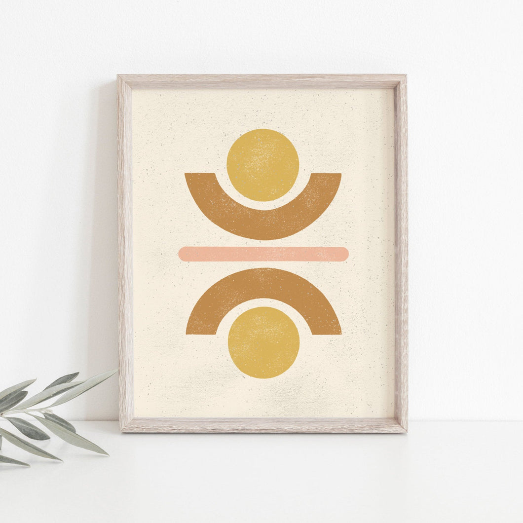 Totem Shapes #2 Wall Art Print - Ochre Terracotta Pink | Modern Wall Art | Geometric Art Print | Minimalist Art | Black Art | 5x7 8x10 11x14