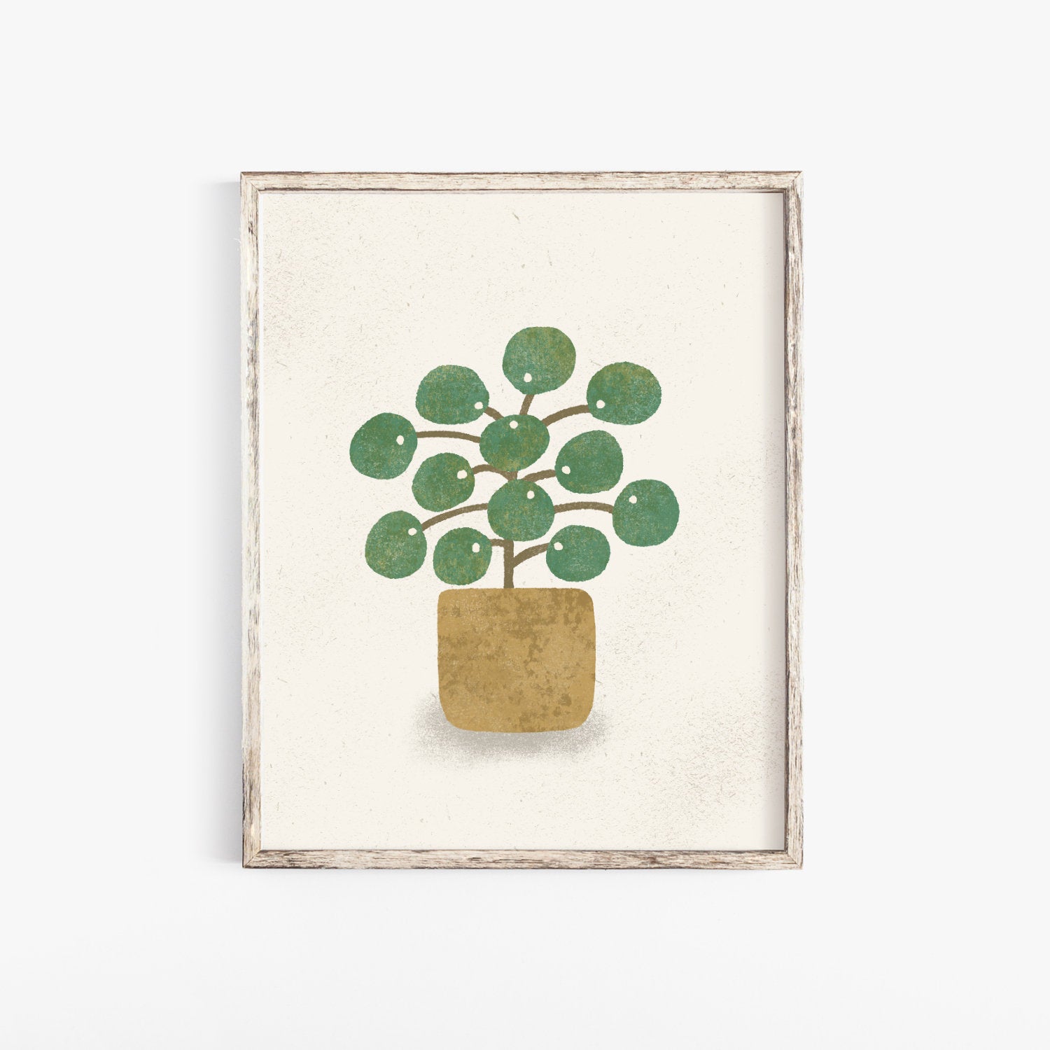 Pilea Plant Wall Art Print | Pilea Art | Plant Art | Plant Illustration | Earthy Art | Boho Art | 5x7 8x10 11x14 16x20