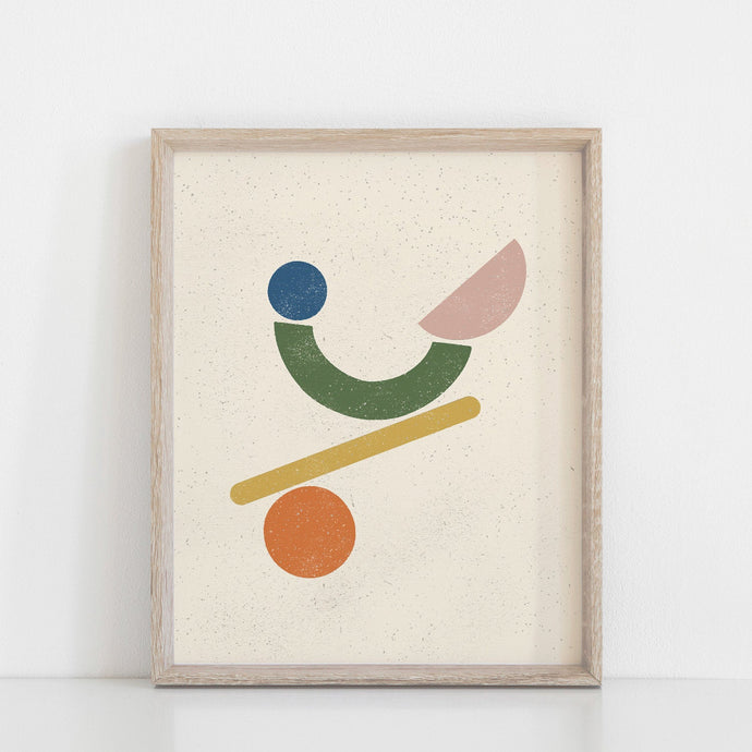 Balance Shapes Wall Art Print - Multicolor | Modern Wall Art | Geometric Art Print | Minimalist Art | Midcentury Art | 5x7 8x10 11x14