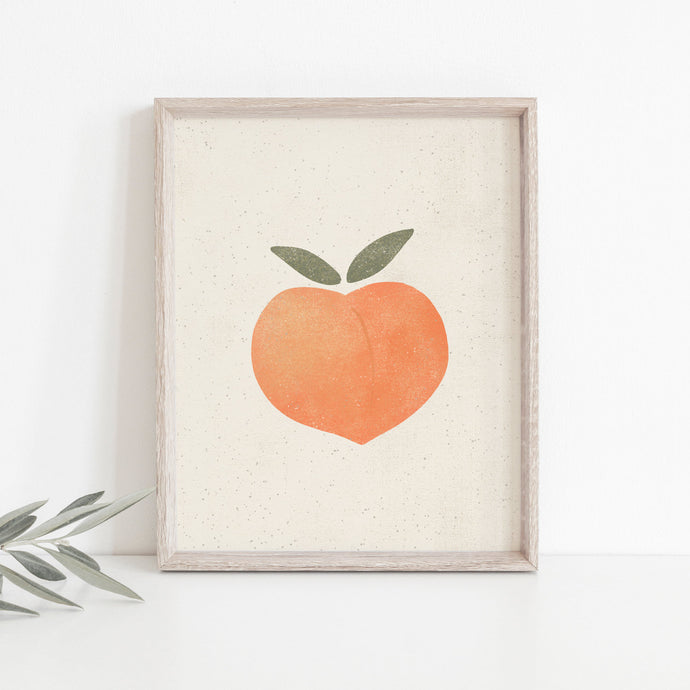 Peach Wall Art Print | Fruit Wall Art | Fruit Art | Fruit Illustration | Orange Art | Summer Art | 5x7 8x10 11x14 16x20