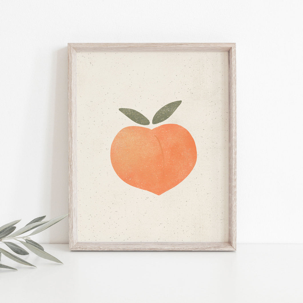 Peach Wall Art Print | Fruit Wall Art | Fruit Art | Fruit Illustration | Orange Art | Summer Art | 5x7 8x10 11x14 16x20