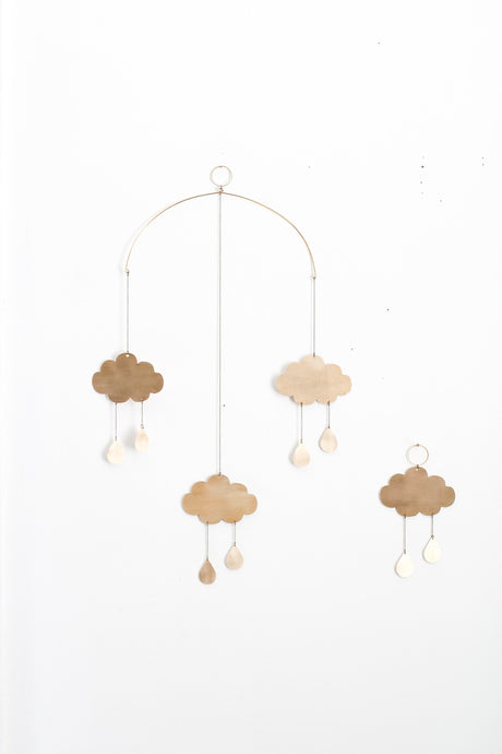 Rain Cloud Brass Mobile | Metal Mobile | Brass Wall Hanging | Wall Decor | Home Decor | Metal Wall Hanging | Nursery Mobile | Crib Mobile