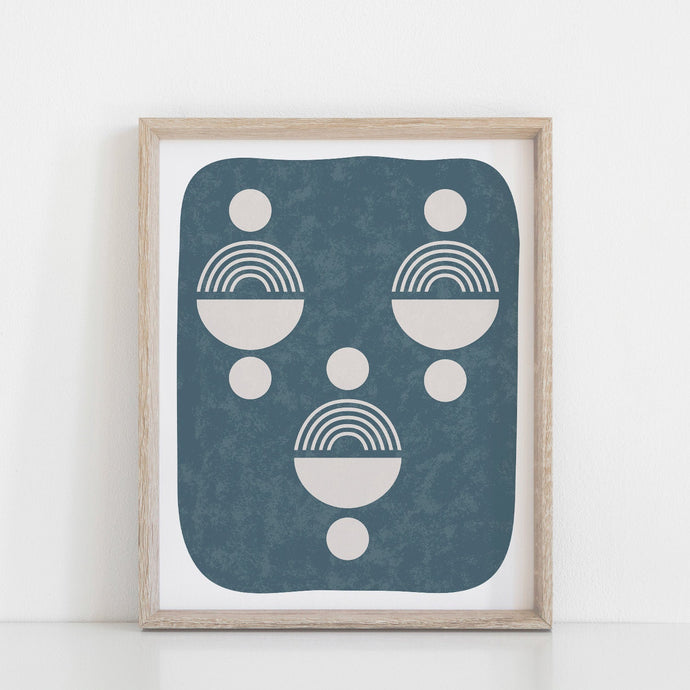 Totem Shape Face Art Print - Faded Indigo | Geometric Art | Rainbow Art | Modern Art | Minimalist Art | Wall Art | 8x10 Print | 11x14 Print