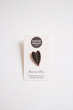 Load image into Gallery viewer, Heart Leaf Enamel Pin | Leaf Lapel Pin | Leaf Enamel Pin | Nature Pin | Leaf Badge | Black Leaf Pin | House Plant Pin | Plant Lapel Pin