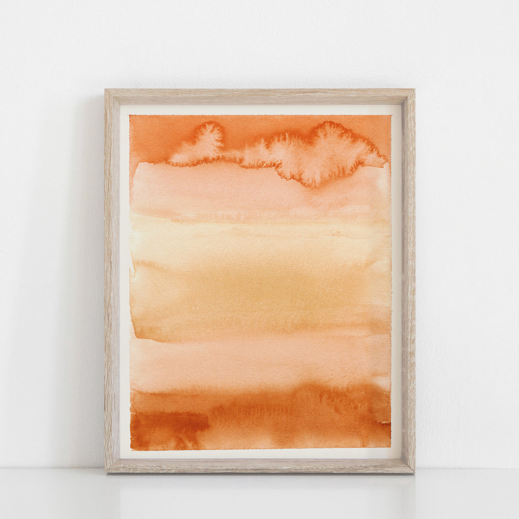 Desert Sunset Wall Art Print | Nature Art | Watercolor Art | Rust Art | Landscape Art | Abstract Art | Modern Art | 5x7 8x10 11x14 16x20