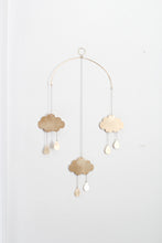 Load image into Gallery viewer, Rain Cloud Brass Mobile | Metal Mobile | Brass Wall Hanging | Wall Decor | Home Decor | Metal Wall Hanging | Nursery Mobile | Crib Mobile