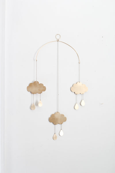 Rain Cloud Brass Mobile | Metal Mobile | Brass Wall Hanging | Wall Decor | Home Decor | Metal Wall Hanging | Nursery Mobile | Crib Mobile