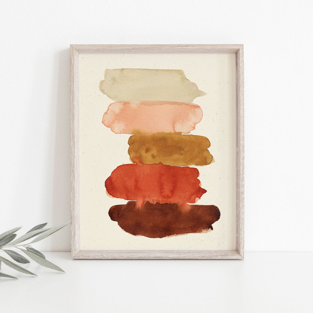 Watercolor Swatches Art Print - Rust + Brown | Organic Wall Art | Watercolor Art Print | Minimalist Art | Simple Wall Art |  5x7 8x10 11x14