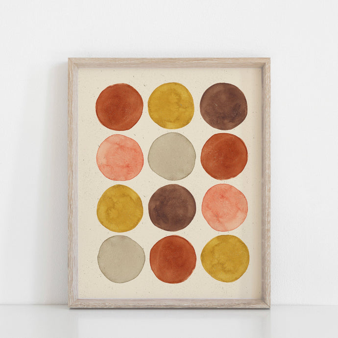 Watercolor Dots Wall Art Print - Rust + Ochre