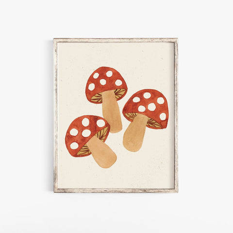 Mushroom Wall Art Print | Watercolor Art Print | Minimalist Art | Nature Wall Art | Mushroom Art Print | Plant Art | 5x7 8x10 11x14