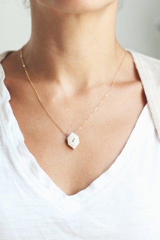 Hexagon Solar Quartz Necklace | Solar Quartz Jewelry | 14k Gold Fill Necklace | Sterling Silver | Gemstone Necklace | Stone Necklace