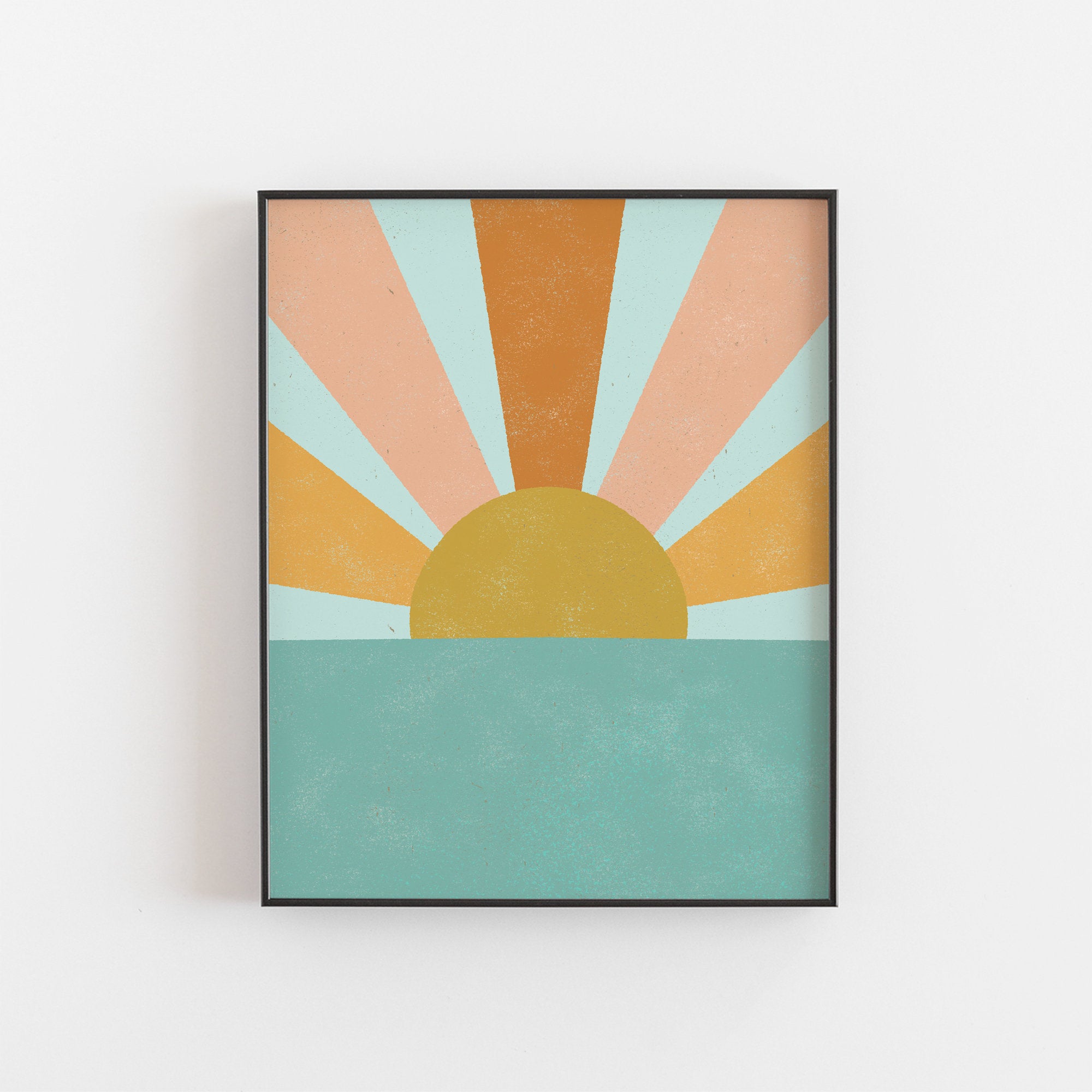 Sun Beam Ocean Wall Art Print | Minimalist Art | Modern Art | Sun Art | Ocean Art | Beach Art | Turquoise Art | Retro Art | 5x7 8x10 11x14