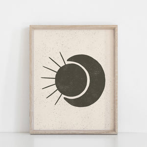 Sun Moon Wall Art Print - Black + Cream