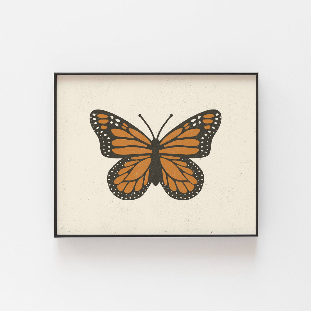 Monarch Butterfly Wall Art Print | Minimalist Art | Monarch Art | Butterfly Art | Vintage Art | Nature Art | 5x7 8x10 11x14