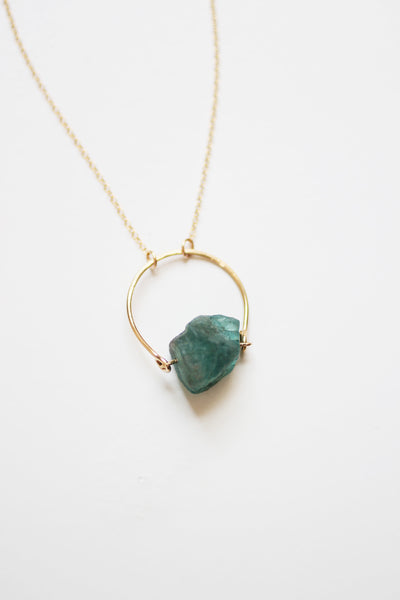 Arch Apatite Raw Crystal Necklace |  Blue Stone Necklace | Raw Stone Necklace | Gold Apatite Necklace | Raw Stone Jewelry | Apatite Jewelry