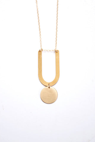 Minimalist U Circle Drop Necklace | Minimalist Necklace | Modern Necklace | Long Necklace | Brass Necklace | Circle Necklace | Shape Jewelry
