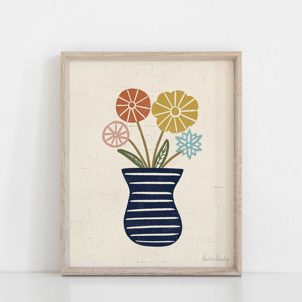 Midcentury Flowers Vase Wall Art Print – Pauline Stanley Studio +