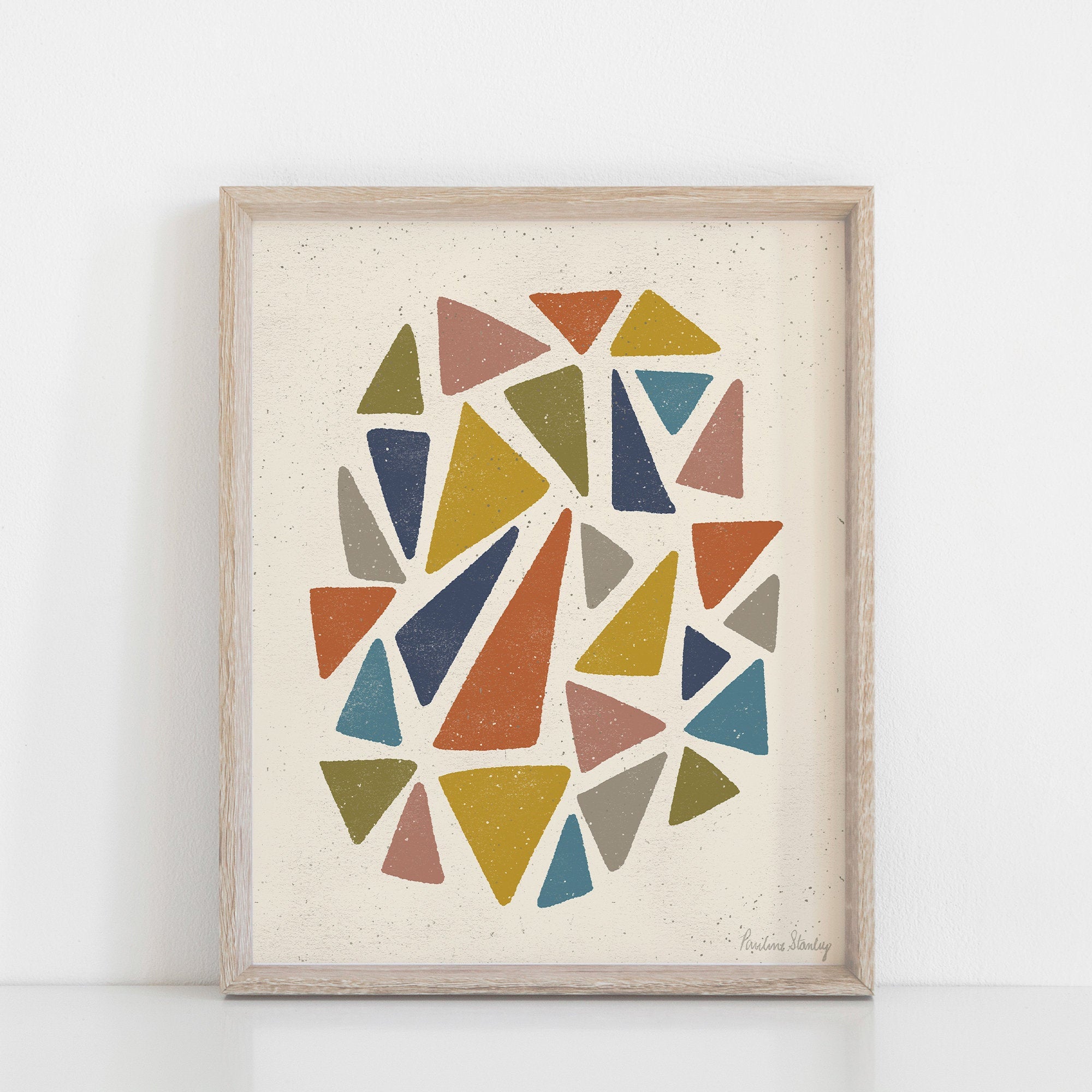 Midcentury Triangles Wall Art Print | Minimalist Art | Modern Art | Geometric Art | Mid Century Art | Earthy Art | 5x7 8x10 11x14