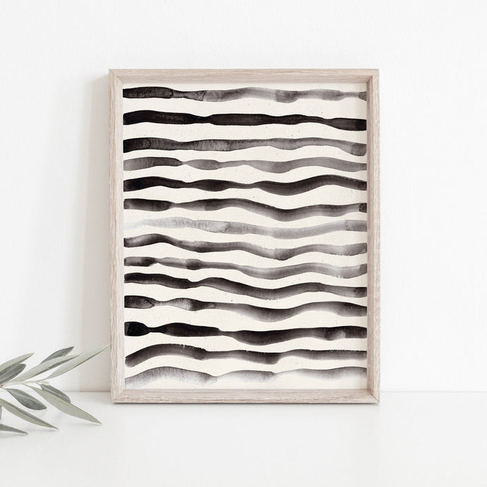 Ink Stripes Wall Art Print | Minimalist Art | Modern Art | Pattern Art | Black Art | Abstract Art | Watercolor Art | 5x7 8x10 11x14