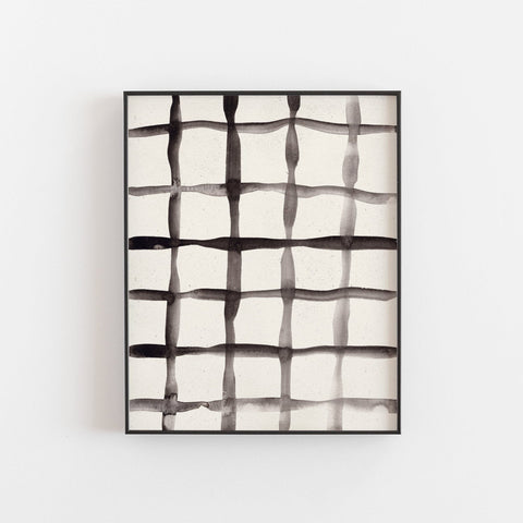Ink Grid Wall Art Print | Minimalist Art | Modern Art | Pattern Art | Black Art | Abstract Art | Watercolor Art | 5x7 8x10 11x14