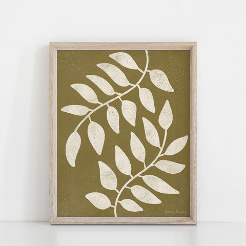 Mirror Branches Wall Art Print - Olive Green