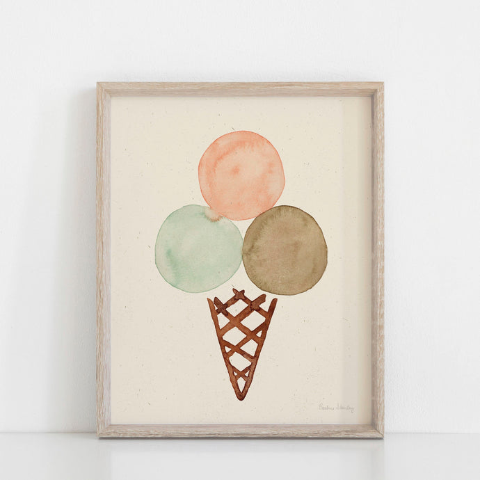 Ice Cream Watercolor Wall Art Print