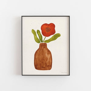 Amber Vase Poppy Wall Art Print