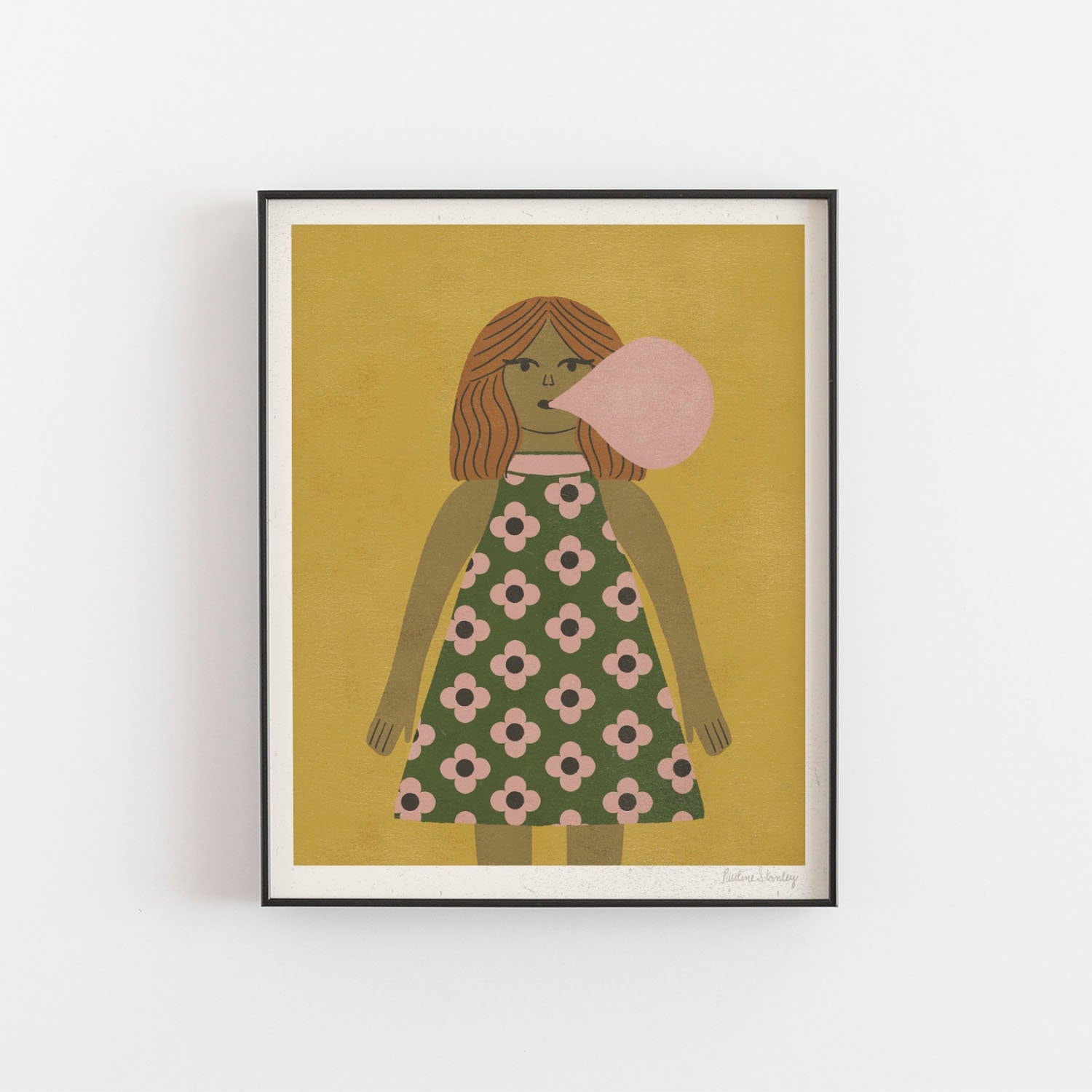 Mod Bubblegum Girl Wall Art Print
