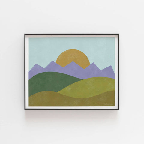 Field and Mountains Wall Art Print - Multicolor