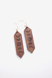 Moon Phases Wood Earrings | Moon Earrings | Minimalist Earrings | Modern Jewelry | Wood Earrings