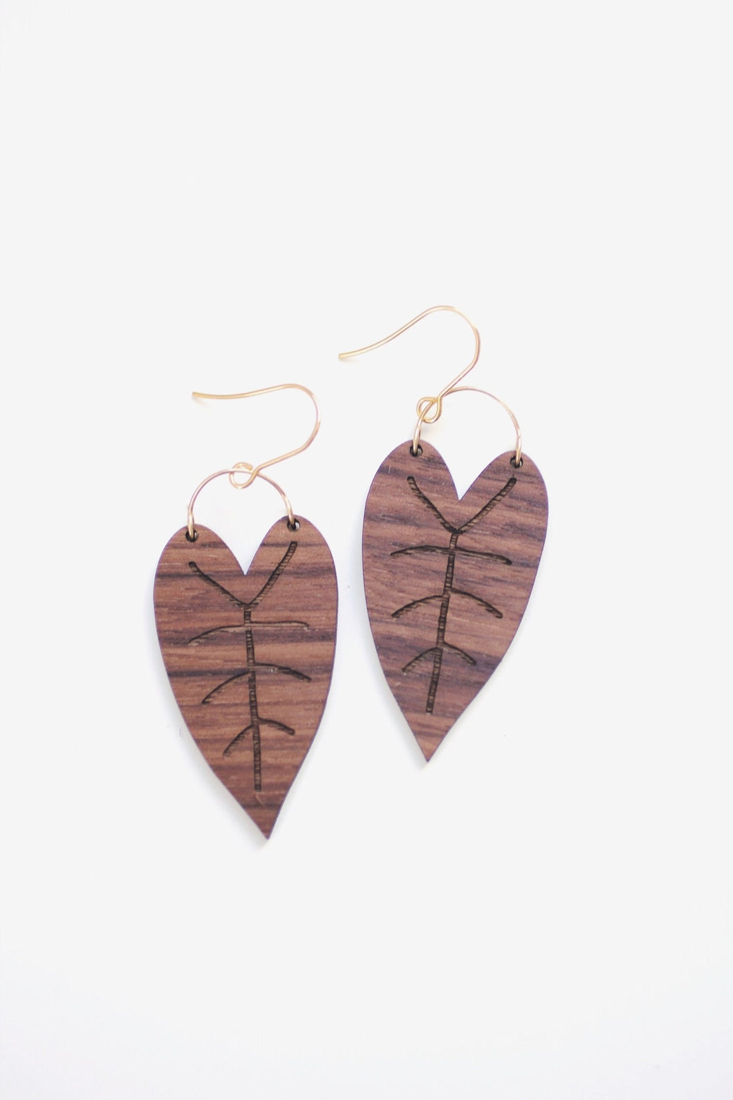 Heart Leaf Wood Earrings | Leaf Earrings | Minimalist Earrings | Modern Jewelry | Wood Earrings | Plant Jewelry