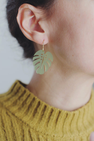 Monstera Leaf Acrylic Earrings | Leaf Earrings | Plant Earrings | Minimalist Earrings | Modern Jewelry | Acrylic Earrings