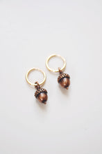 Load image into Gallery viewer, Tiny Acorn Charm Earrings | Fall Earrings | Fall Jewelry | Minimalist Earrings | Modern Jewelry | Nature Earrings | Huggie Hoops