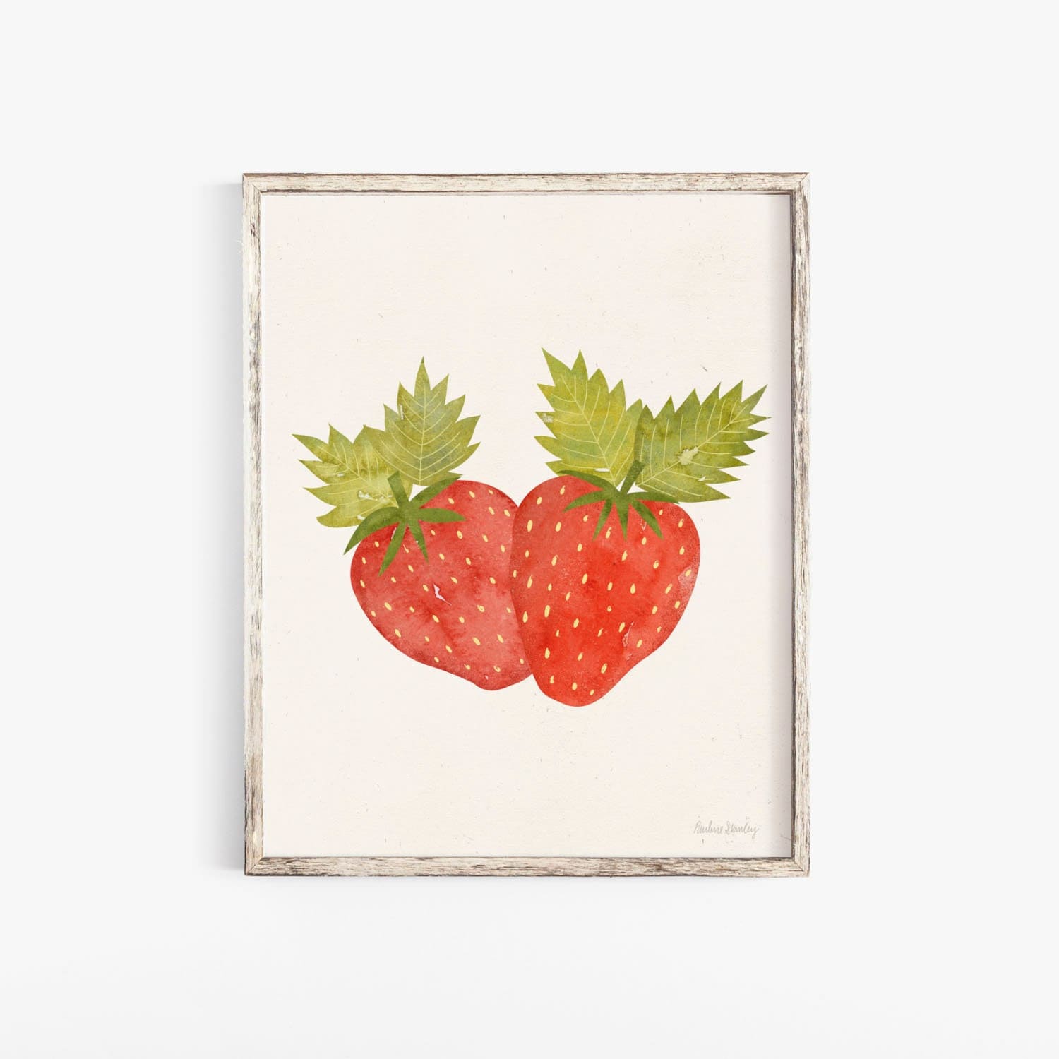Strawberries Watercolor Wall Art Print | Minimalist Art | Modern Art | Watercolor Art | Earthy Art | Food Art | Fruit Art | 5x7 8x10 11x14