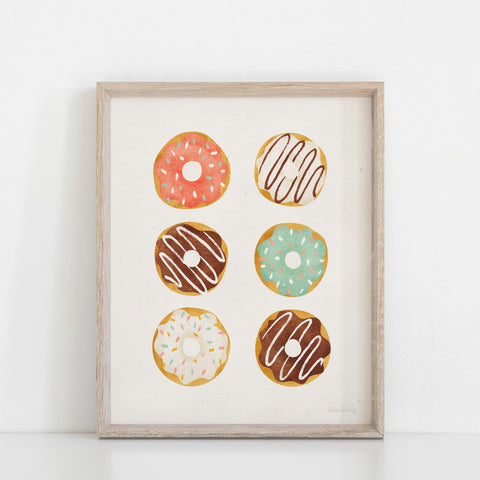Donuts Watercolor Wall Art Print | Minimalist Art | Modern Art | Watercolor Art | Food Art | BakeryArt | Dessert Art | 5x7 8x10 11x14