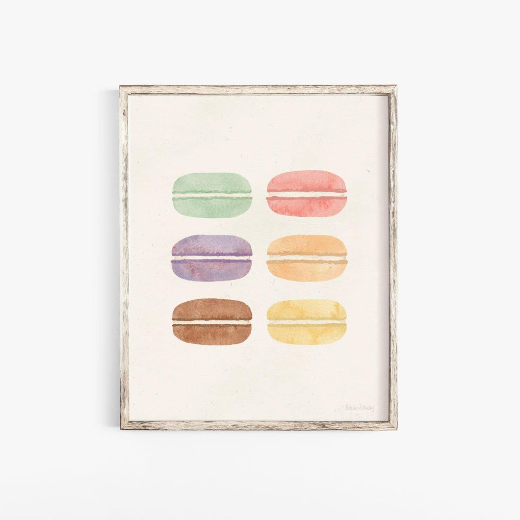 Macaron Watercolor Wall Art Print | Minimalist Art | Modern Art | Watercolor Art | Food Art | Dessert Art | 5x7 8x10 11x14