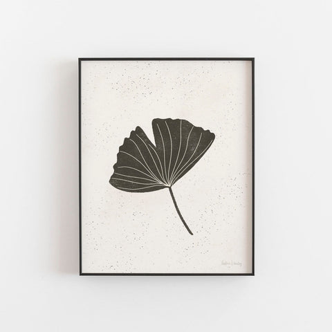 Gingko Black Cream Art Print | Nature Art | Ginkgo Art | Watercolor Art | Plant Art | Leaf Art | 5x7 8x10 11x14 12x16 16x20 18x24