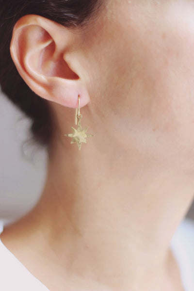 Hammered North Star Earrings | Drop Earrings | Hammered Earrings | Minimalist Earrings | Star Earrings | Modern Jewelry | Brass Earrings