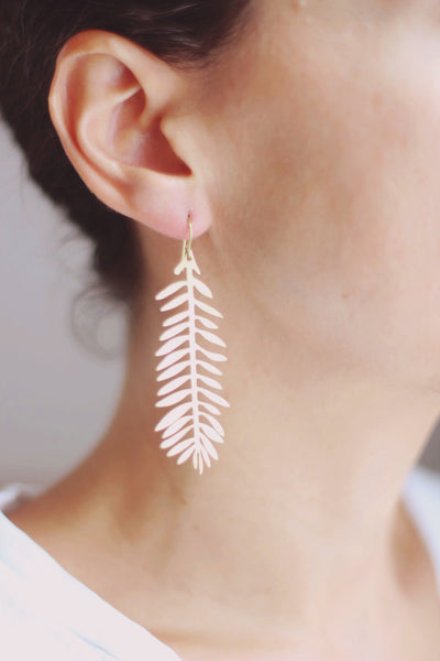 Hammered Long Branch Earrings | Drop Earrings | Hammered Earrings | Minimalist Earrings | Dangle Earrings | Modern Jewelry | Brass Earrings
