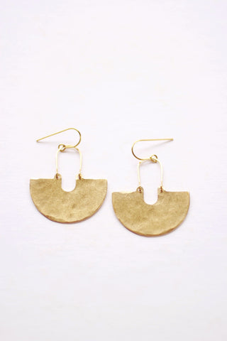 Half Moon Drop Earrings | Drop Earrings | Hammered Earrings | Minimalist Earrings | Moon Earrings | Modern Jewelry | Brass Earrings
