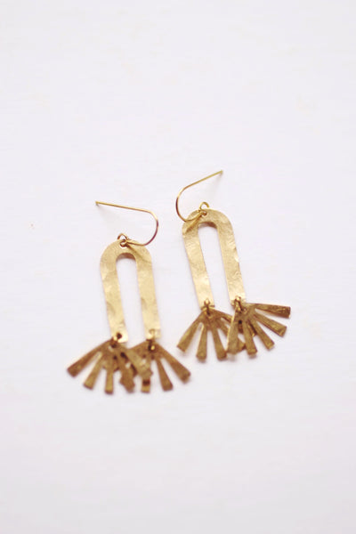 Mobile Fan Arch Earrings | Drop Earrings | Hammered Earrings | Minimalist Earrings | Fan Earrings | Modern Jewelry | Brass Earrings