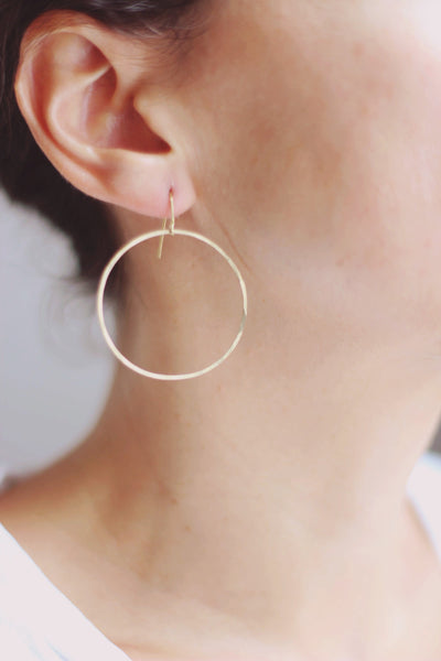 Minimalist Hammered Circle Earrings | Round Earrings | Hoop Earrings | Minimalist Earrings | Modern Jewelry | Brass Earrings