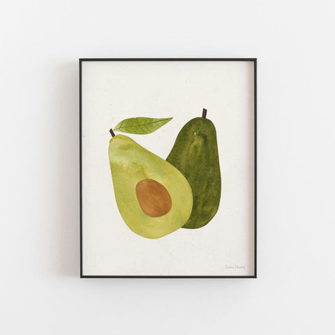 Avocado Watercolor Wall Art Print | Minimalist Art | Modern Art | Watercolor Art | Earthy Art | Food Art | Fruit Art | 5x7 8x10 11x14
