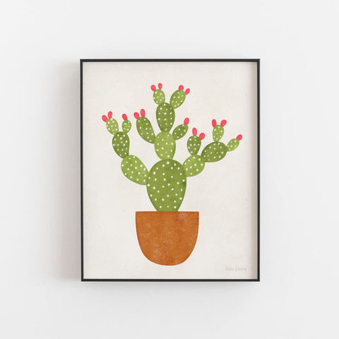 Potted Cactus Wall Art Print | Watercolor Art Print | Minimalist Art | Nature Wall Art | Cactus Art Print | Plant Art | 5x7 8x10 11x14