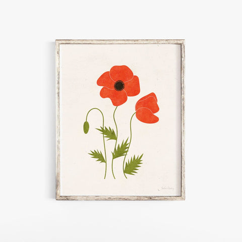 Poppy Flower Wall Art Print | Watercolor Art Print | Minimalist Art | Nature Wall Art | Flower Art Print | Plant Art | 5x7 8x10 11x14