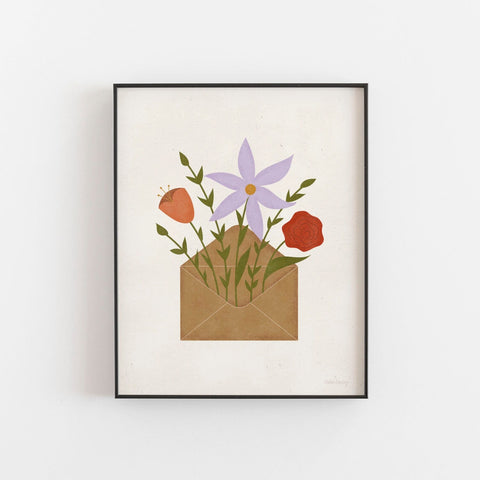 Flower Letter Wall Art Print | Watercolor Art Print | Minimalist Art | Nature Wall Art | Flower Art Print | Plant Art | 5x7 8x10 11x14