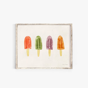 Popsicles Watercolor Wall Art Print | Minimalist Art | Modern Art | Watercolor Art | Food Art | Dessert Art | Summer Art | 5x7 8x10 11x14