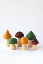 Load image into Gallery viewer, Hand Painted Wooden Mushrooms - Green | Mushroom Decor | Minimalist Decor | Nature Decor | Cottagecore Decor| DIY Kit | Craft Kit