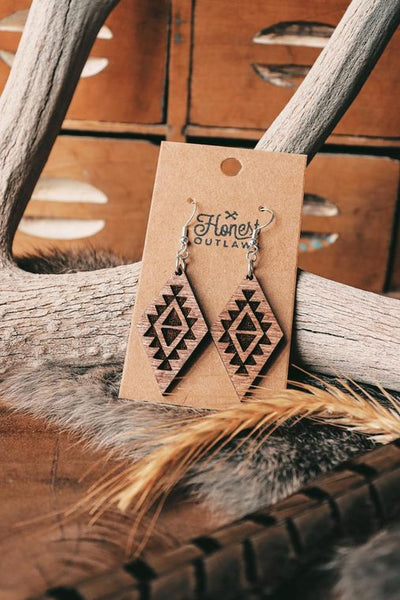 Southwest Engraved Boho Wood Earrings